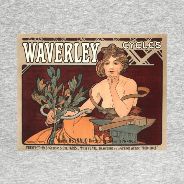 Waverly Cycles - Art Nouveau Advertising Poster Art by Alphonse Mucha by Naves